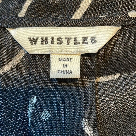 Whistles Etta Linen Jumpsuit Black White Kuba Print - Picture 5 of 7